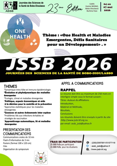 JSSB 2026 23ème Edition du 04 mai ua 07 mai 2026 à Bobo-Dioulasso